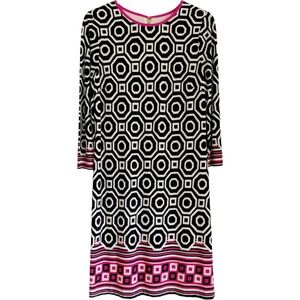 Eliza J Geometric Print Shift Dress Knee Length 3/4 Sleeves Size 6 Work Business